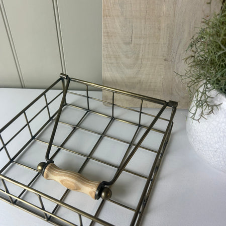 Brass metal napkin holder tray