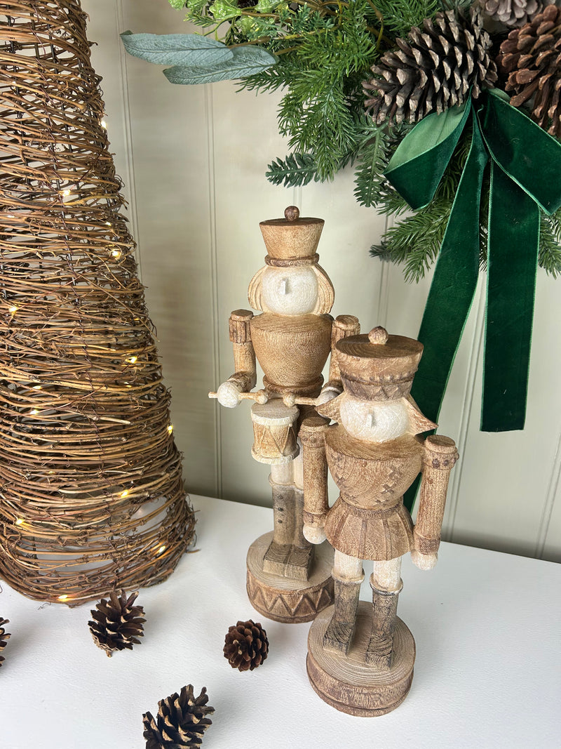 Wood look tall traditional Nutcracker ornament decoration 2 styles