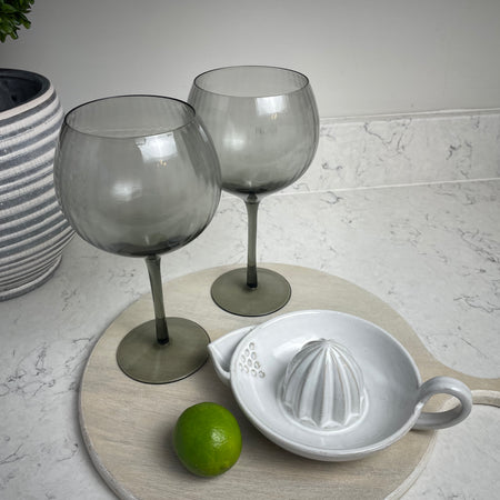 Set of 3 Berkeley smoked glass ribbed Gin Glasses