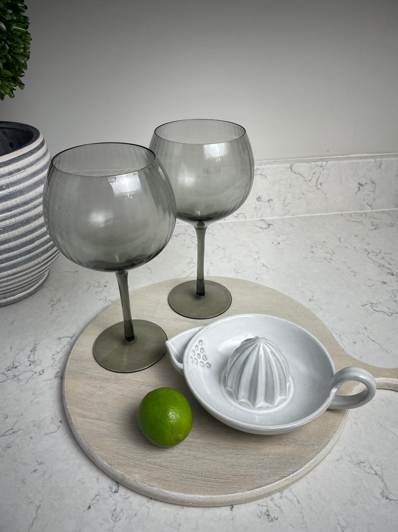 Set of 3 Berkeley smoked glass ribbed Gin Glasses