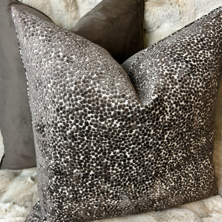 Chocolate Brown textured Bingham dot cushion 43cm
