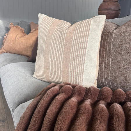 Natural jute stripe cushion 45cm