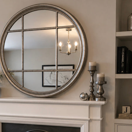 Store seconds silver round mirror 100cm broken see description