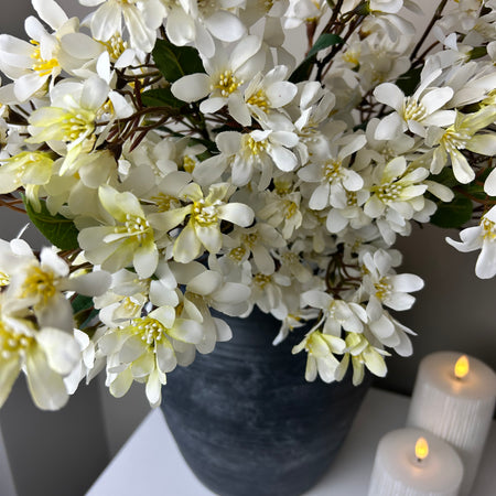 Cream spring blossom stem spray 70cm