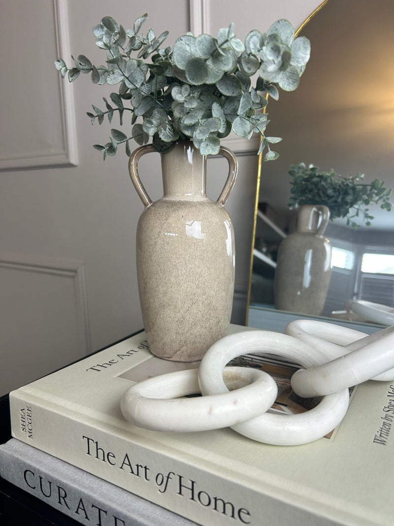 Reactive glaze double handle vase 22cm and 30cm two sizes