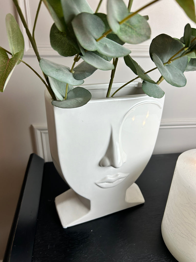 White face square vase