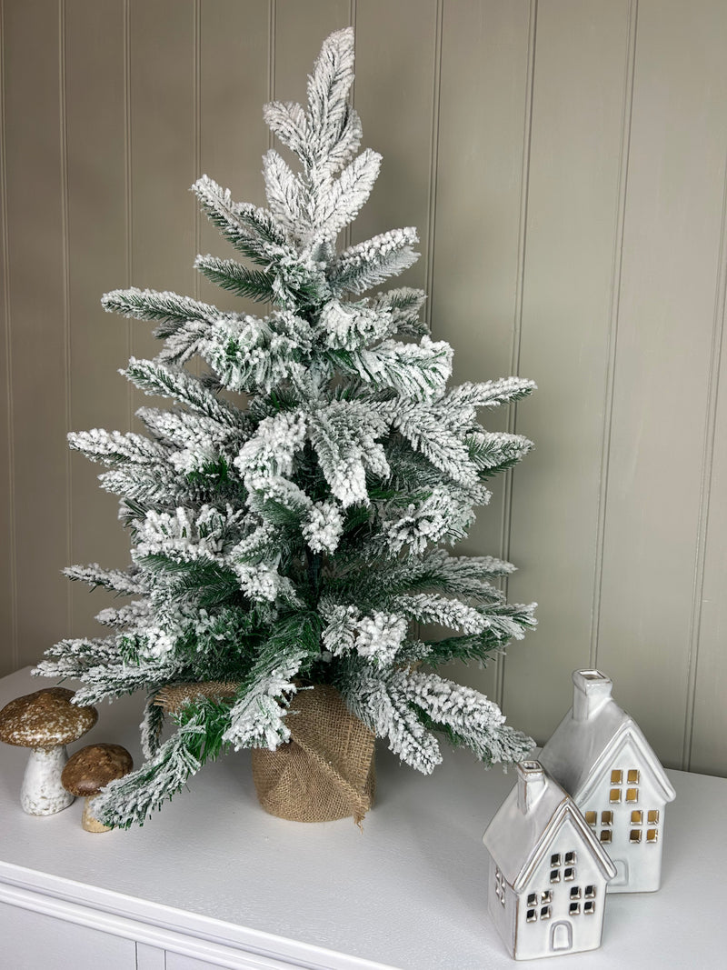 Snowy tree with jute hessian base 60cm