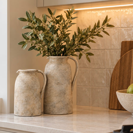 Terracotta textured rustic cream brown jug 2 sizes