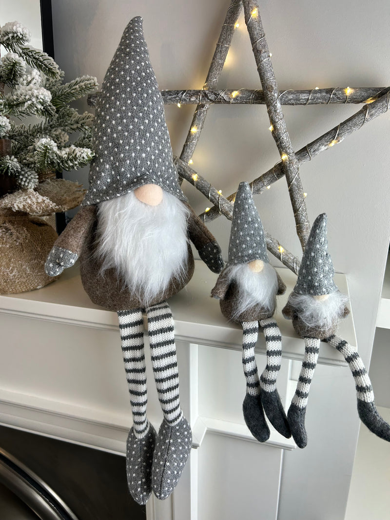 Beige Grey Fabric Sitting Gonk 3 Sizes Available