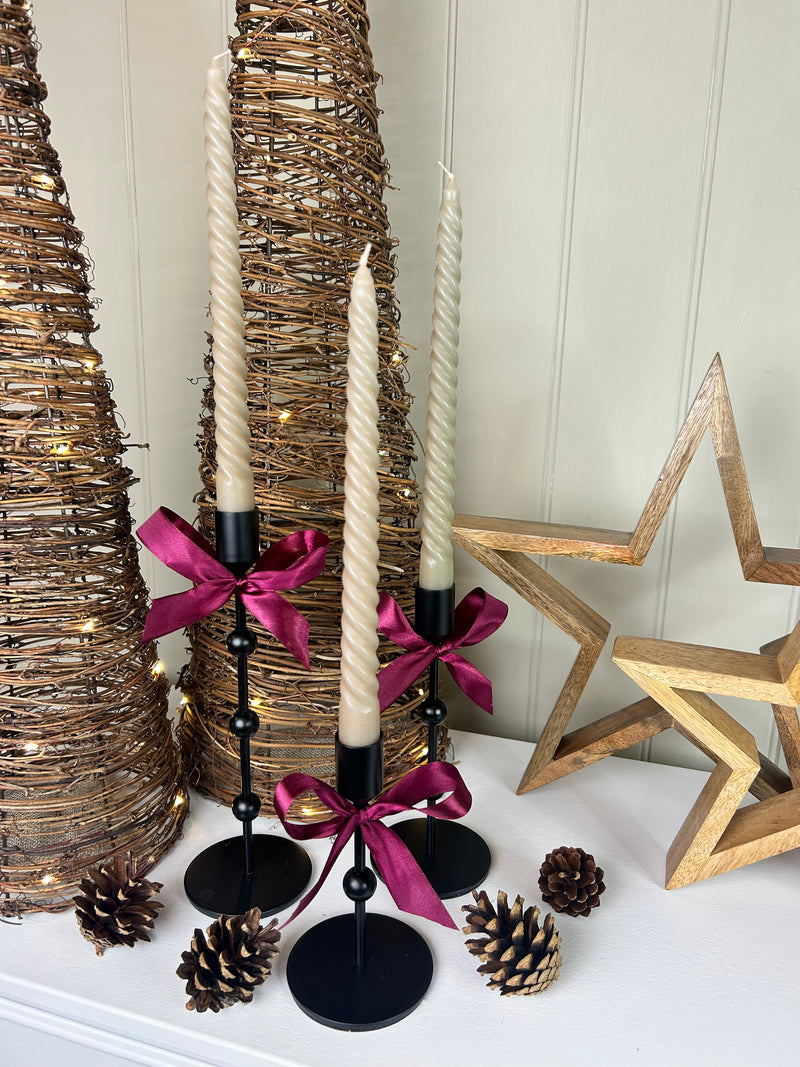 Bobble Black Metal Candlesticks, 3 Sizes