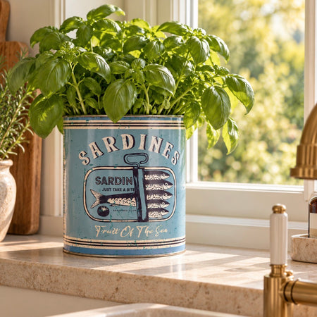 Metal sardines planter utensils pot