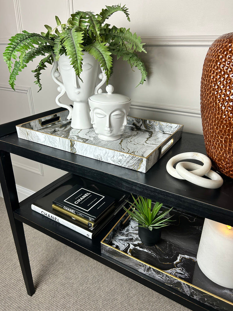 Large white and gold marble tray