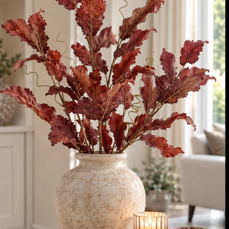Burnt red contorted dried real feel branch stem 75cm