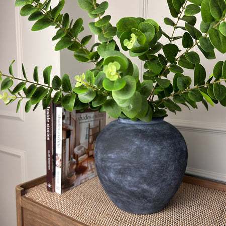 Handmade textured black rustic vase style 3