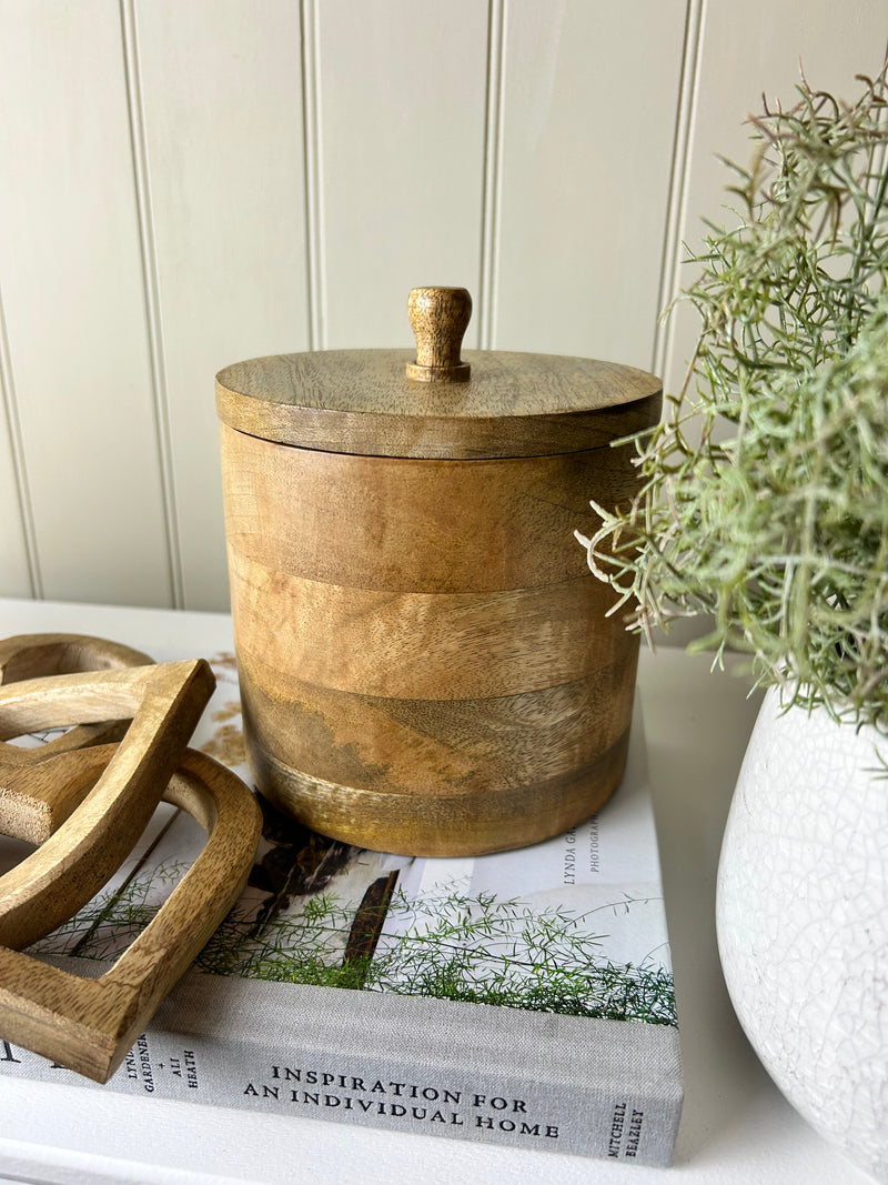 Wooden storage pot jar with lid
