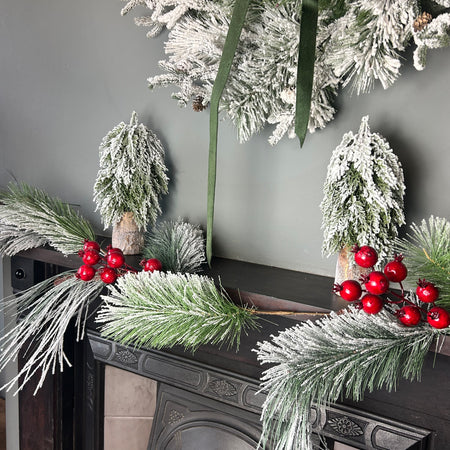 Large thick Red Berry Frosted Garland