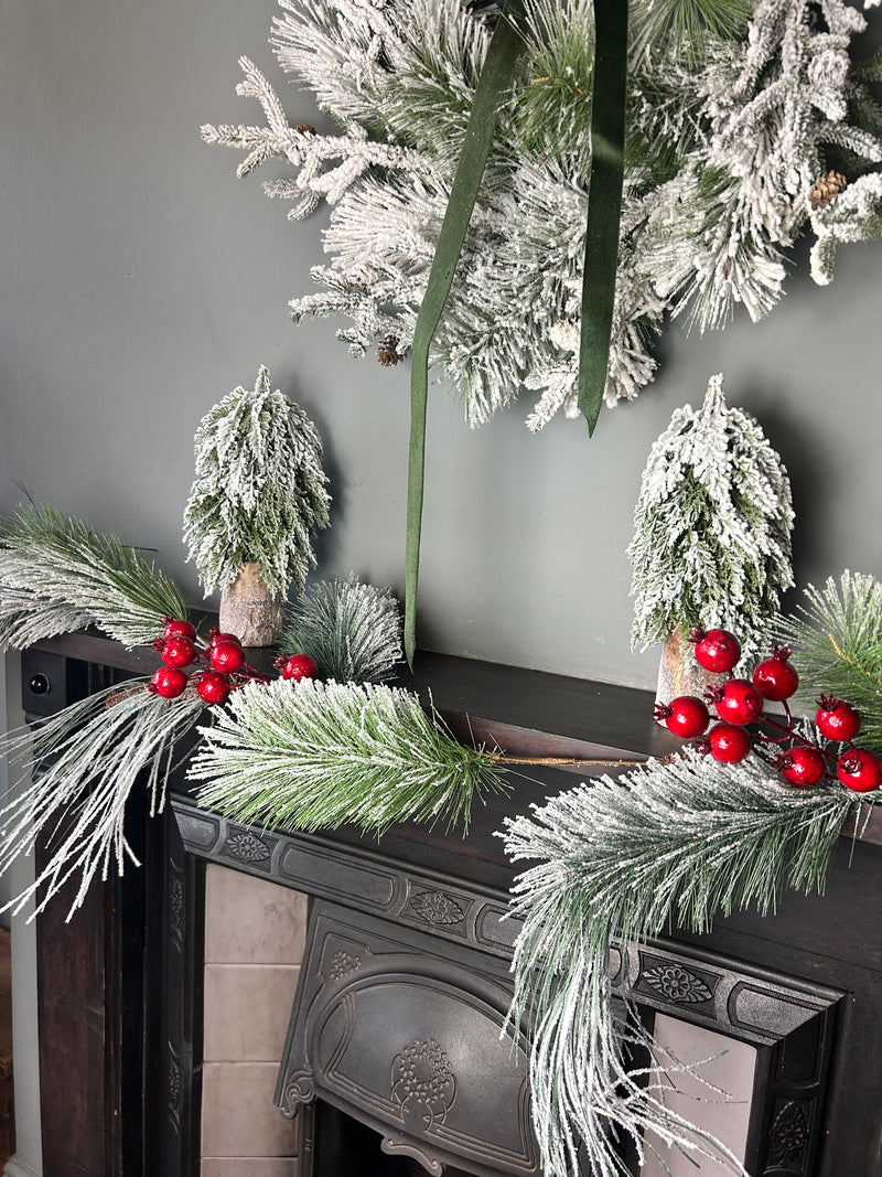 Large thick Red Berry Frosted Garland
