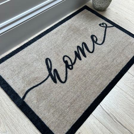 Home machine washable door mat rug cream black 50x75