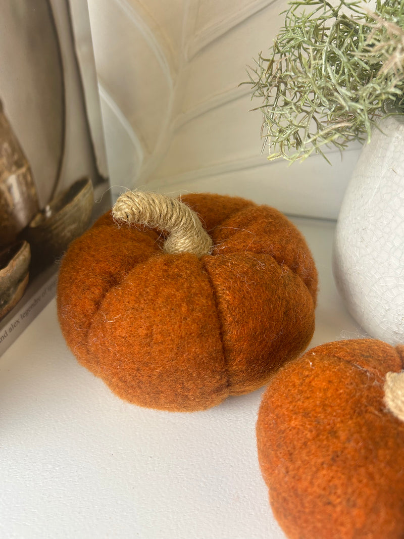 Orange felt pumpkin 2 sizes