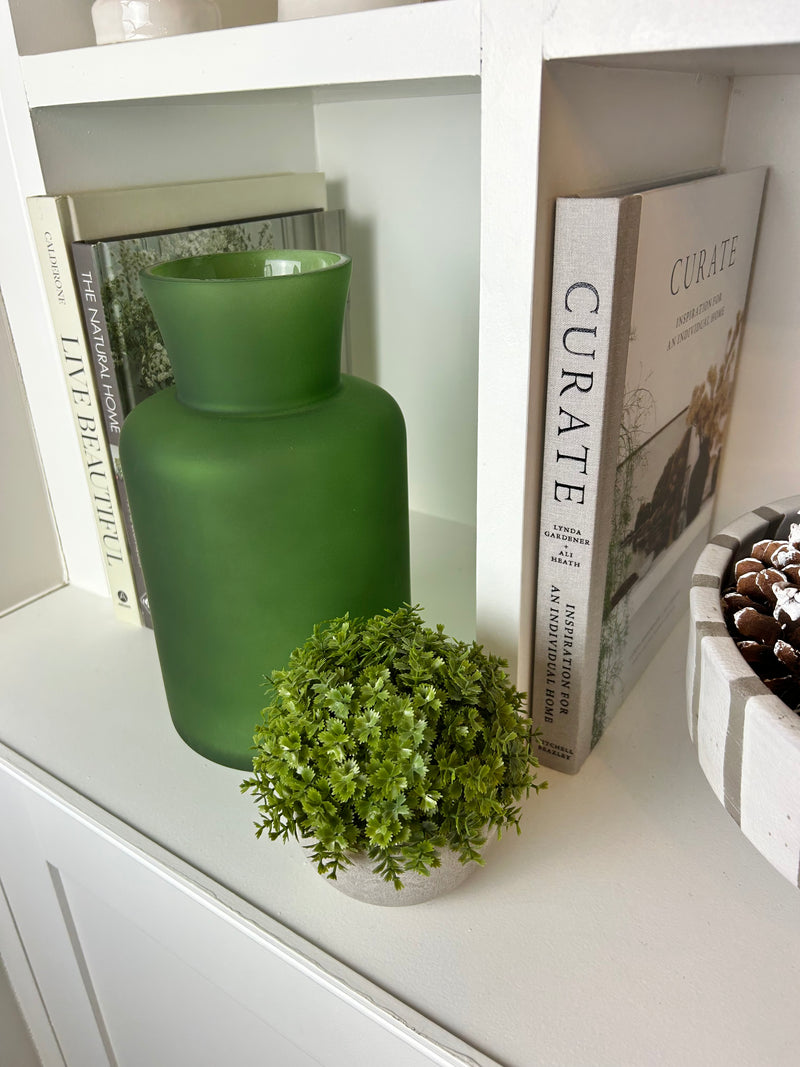 Smokey green glass bottle neck vase