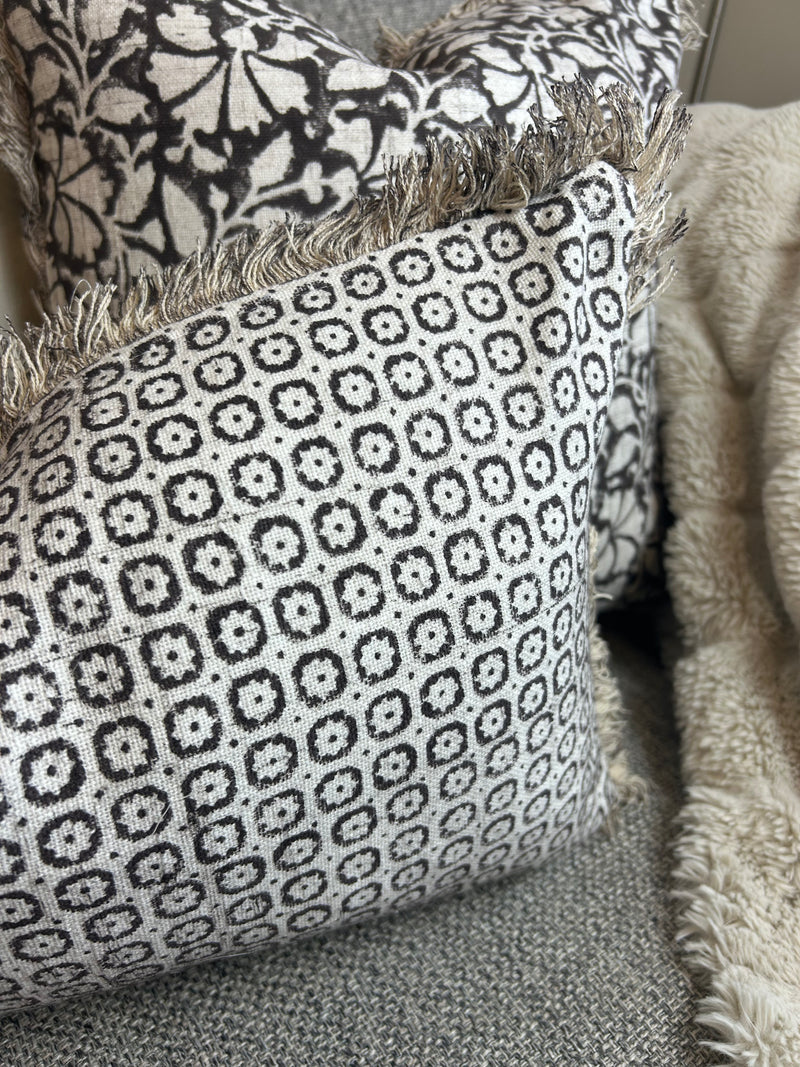 Mocha Brown beige printed oblong cushion feather inner 30x50
