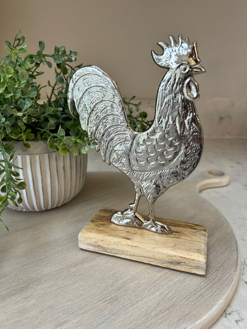 Mixed style Aluminium Chicken & Rooster on Base