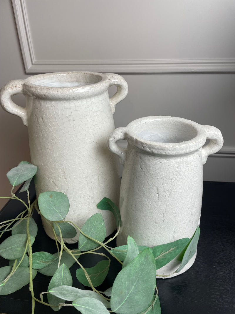Ravello crackle glaze vase pot jar large
