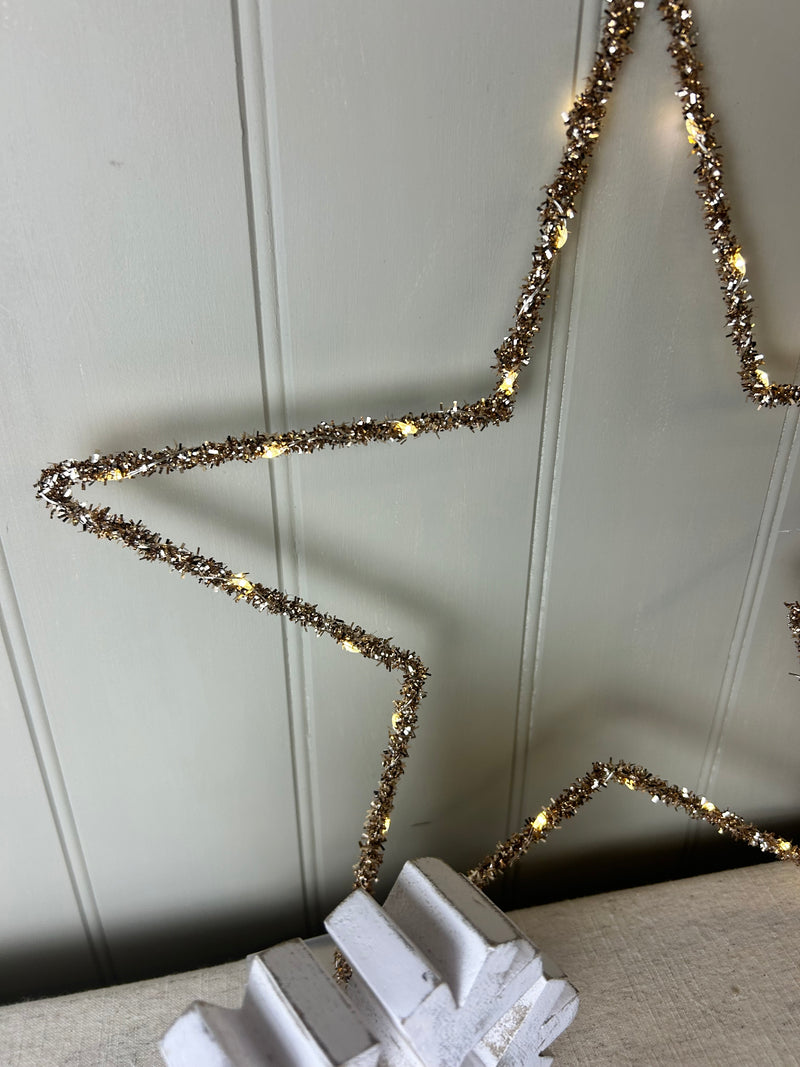 Gold LED star battery 39cm