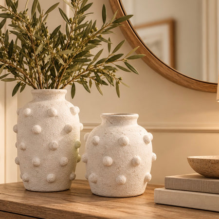 Off white rustic bobble vase 2 sizes