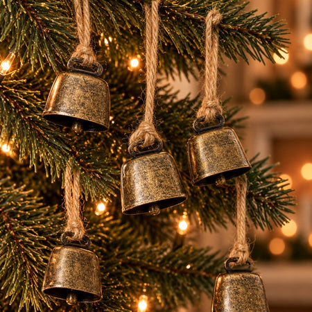 Set of 6 brass cowbells