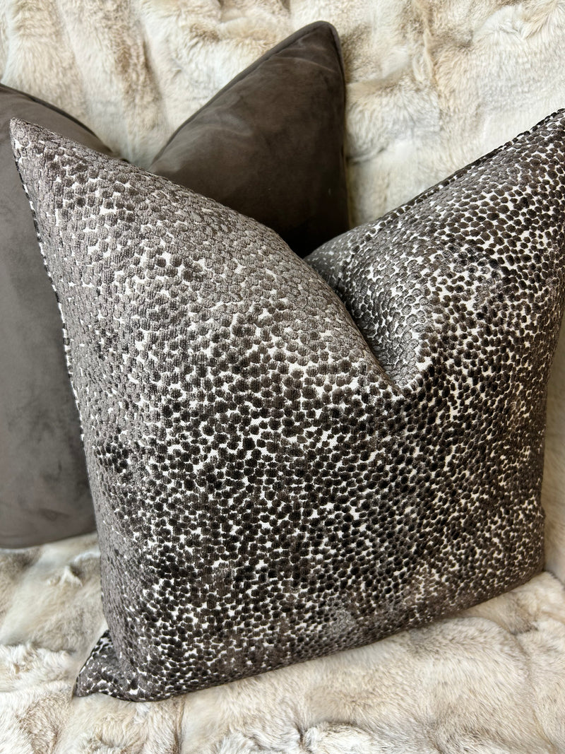 Chocolate Brown textured Bingham dot cushion 43cm