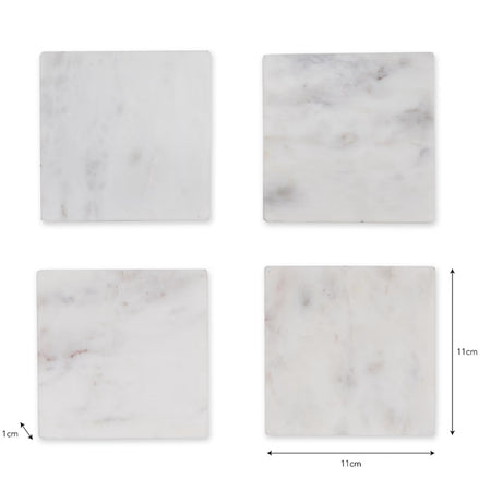 Set of 4 square solid marble coasters