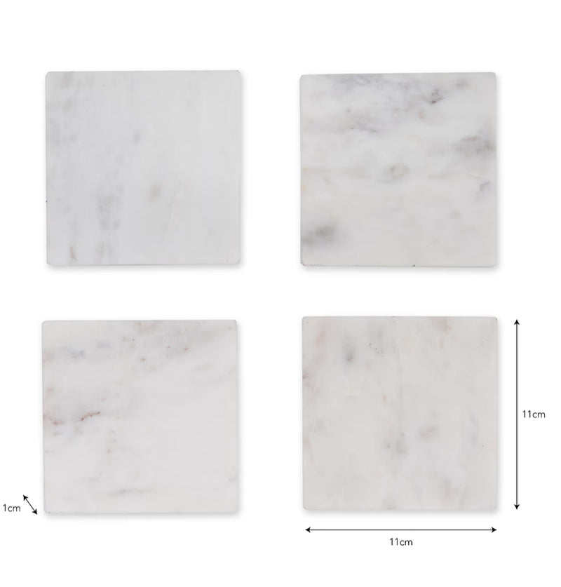 Set of 4 square solid marble coasters