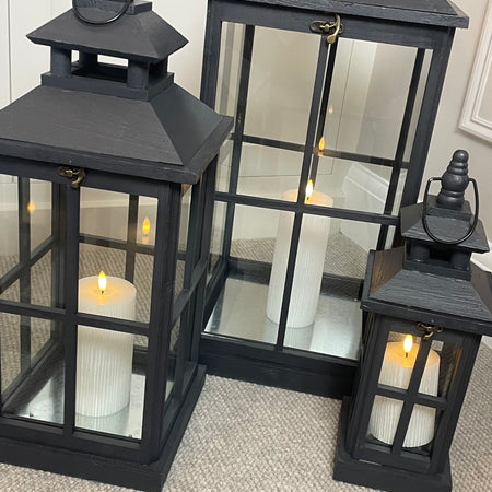 Black wooden lantern 3 sizes available