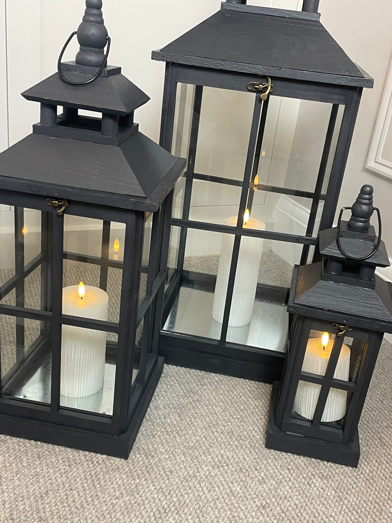 Black wooden lantern 3 sizes available