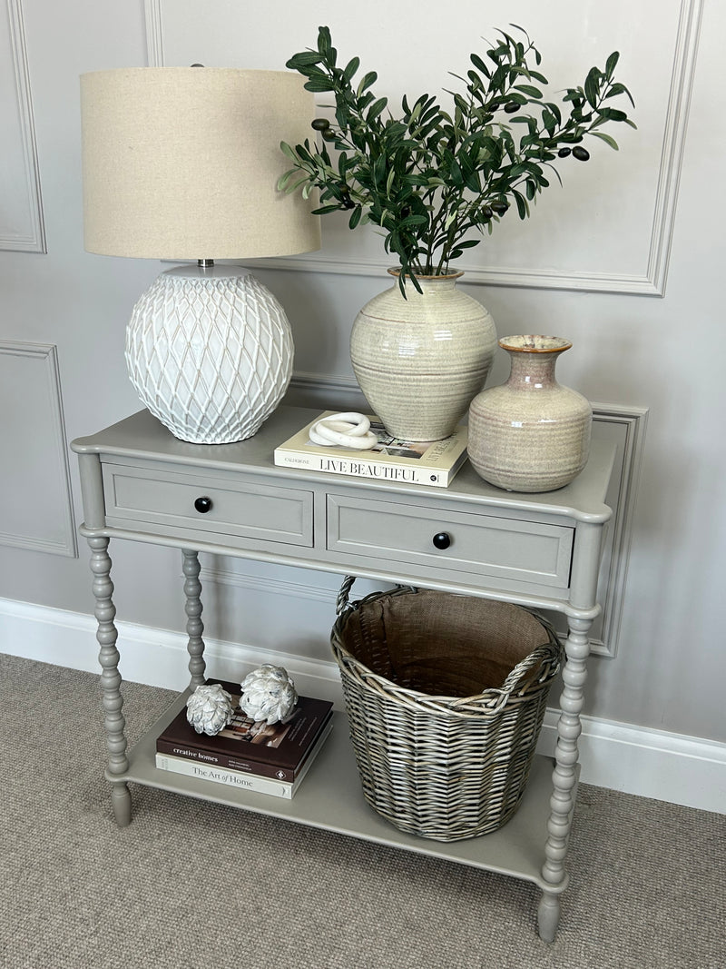 Ceramic textured neutral bottle squat vase