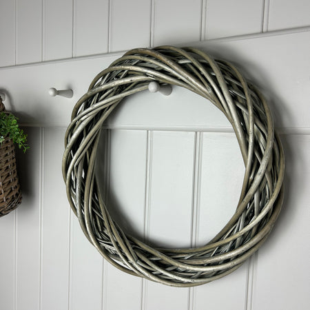 Antique wash willow round wreath 40cm