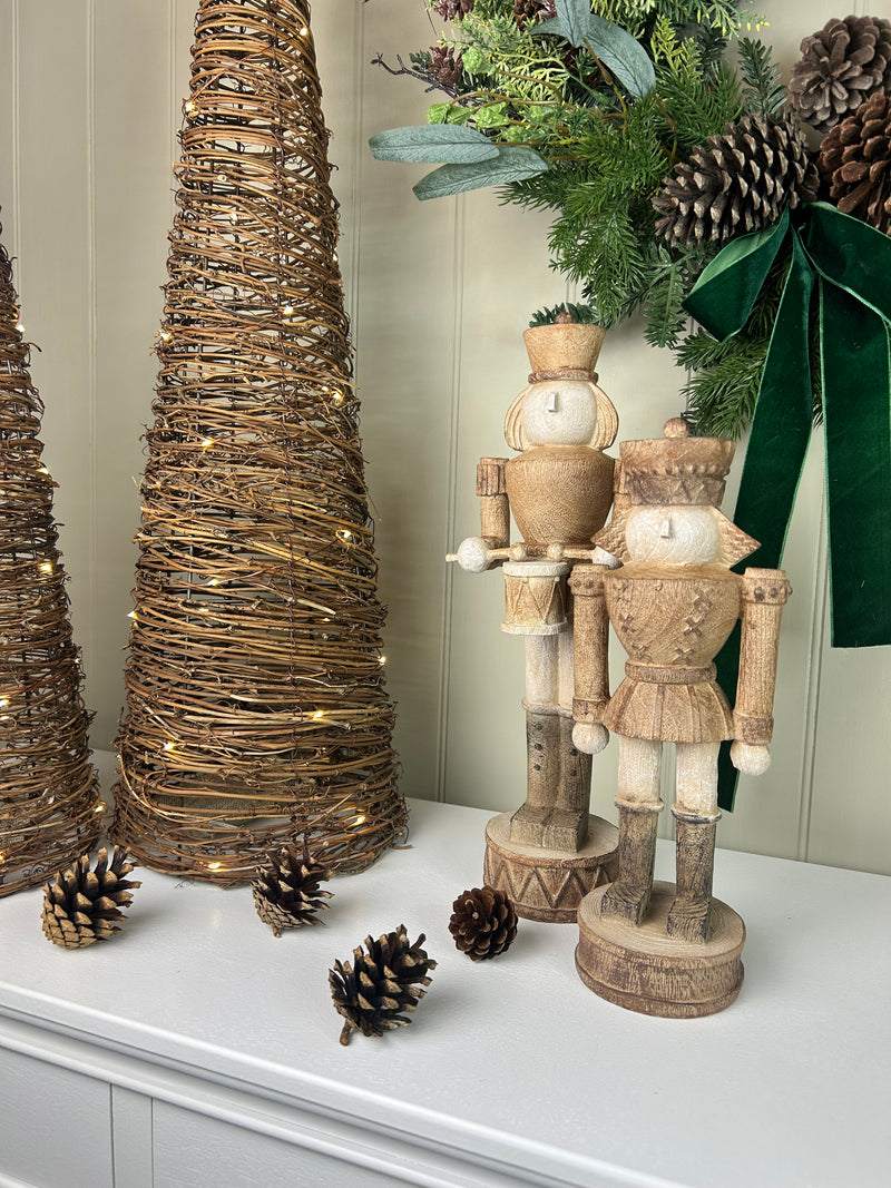 Wood look tall traditional Nutcracker ornament decoration 2 styles