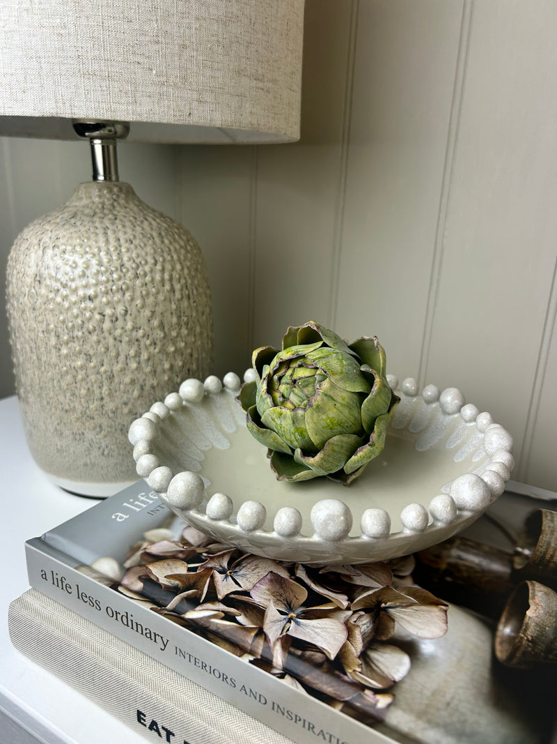 White ceramic dripped effect bobble bowl