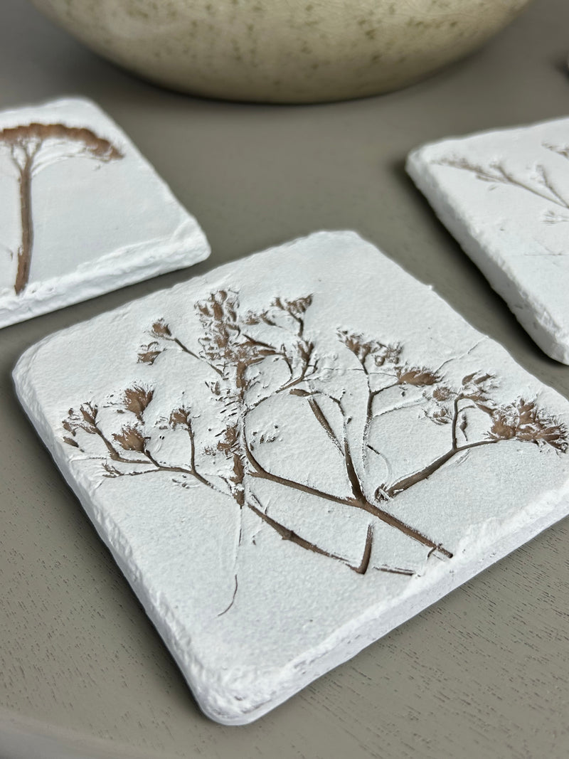 Set of 4 Flower Imprint Coaster
