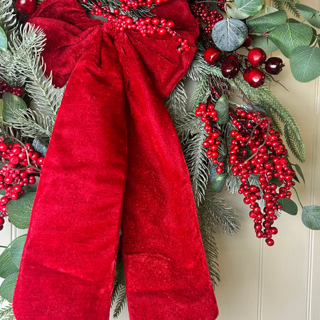 Long large Red velvet soft hanging Bow 55cm