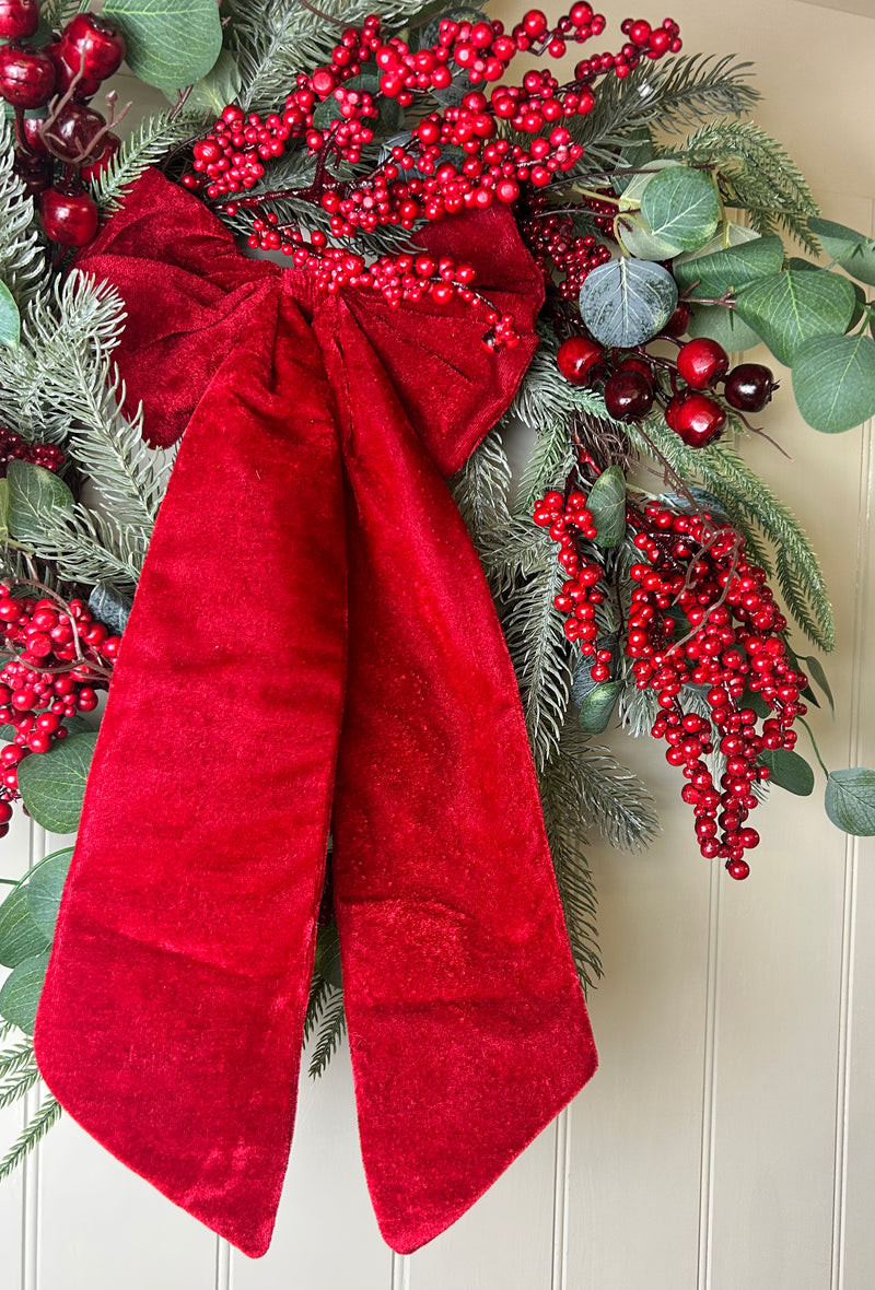 Long large Red velvet soft hanging Bow 55cm