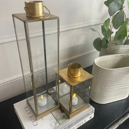 Brushed brass gold simple lanterns