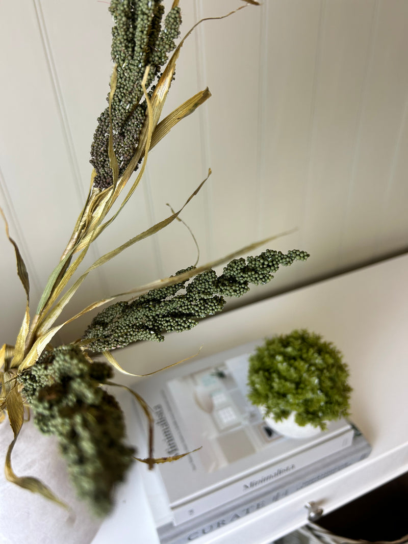 Dried Wheatgrass reed stem bunch green 65cm
