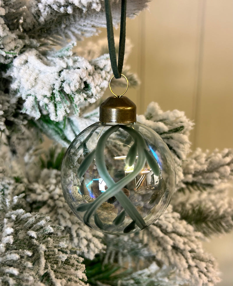 Glass mistletoe hand painted hanging bauble 6cm