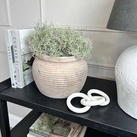 Brown rustic ribbed planter vase