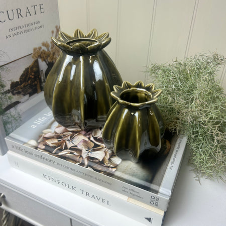 Green poppy bud vase 2 sizes