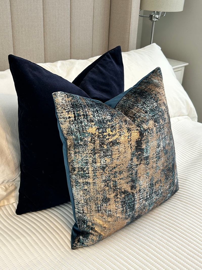 Trulli gold bronze blue luxury feather filled  cushion