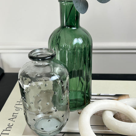 Mottled glass bobble glass bottle