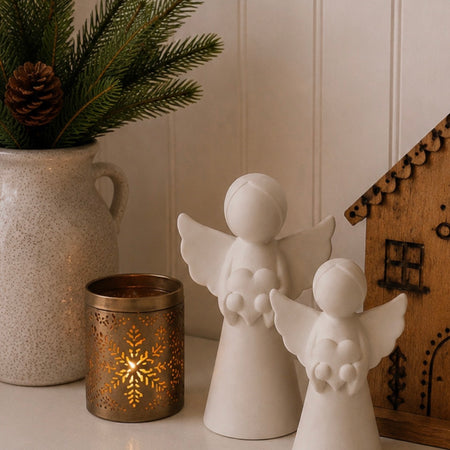 Set of two ceramic angels